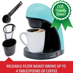 Brentwood Single-Serve Coffee Maker with Mug, Blue (TS-112BL)