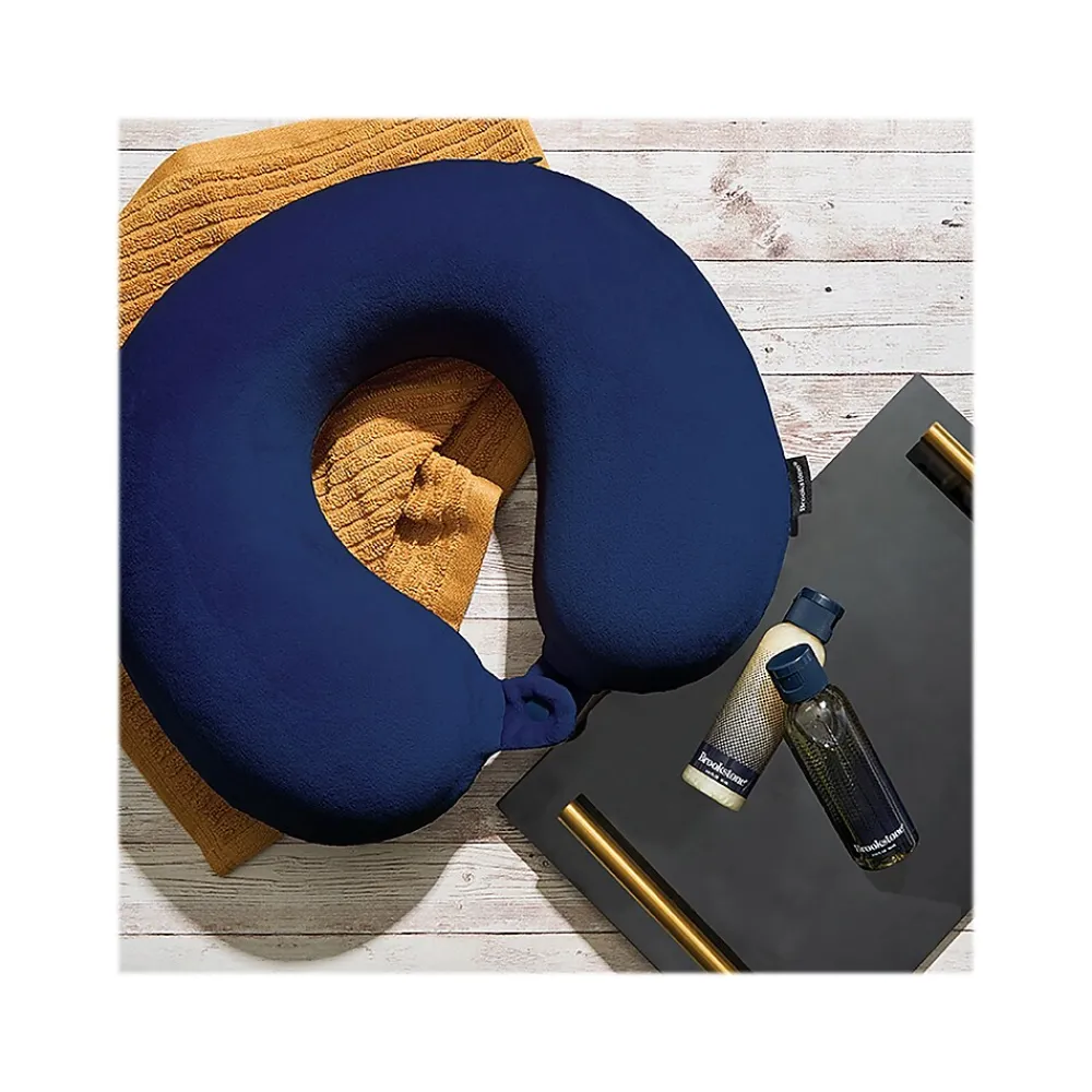 Memory Foam Fabric Travel Pillow, Blue (BNPM0004)<Brookstone Sale