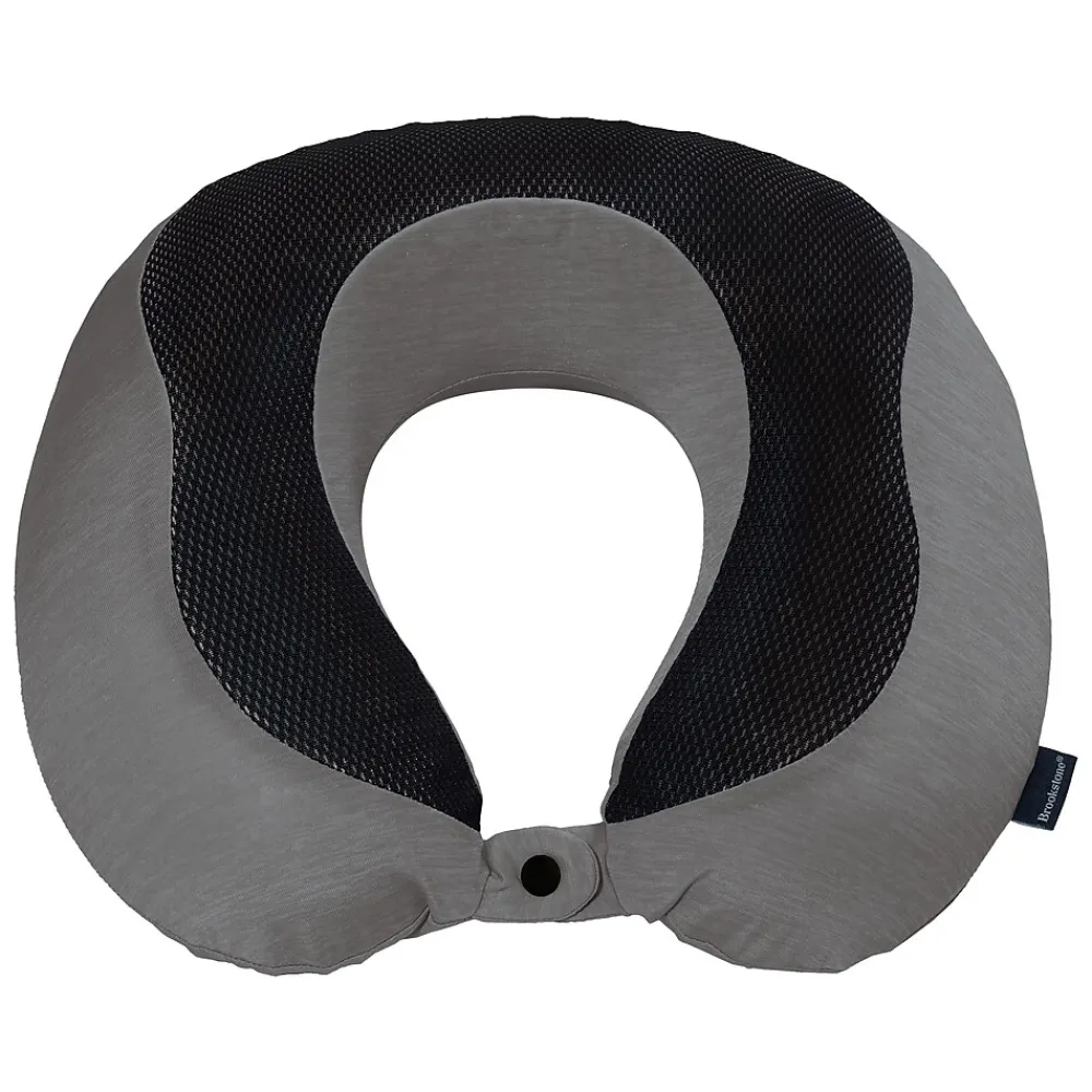 Memory Foam Fabric Travel Pillow, Gray/Black (BNPM0007)<Brookstone New