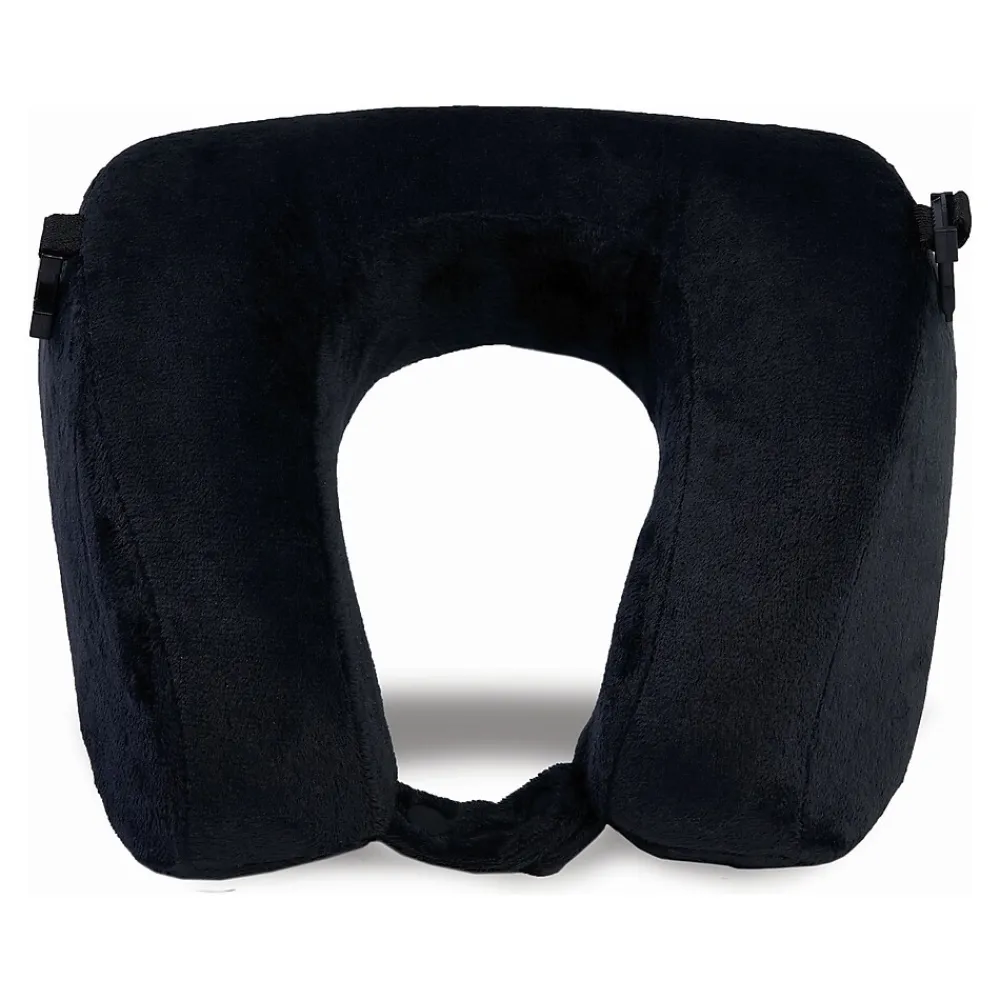 Memory Foam Fleece Travel Pillow, Black (BNPM0002)<Brookstone Hot