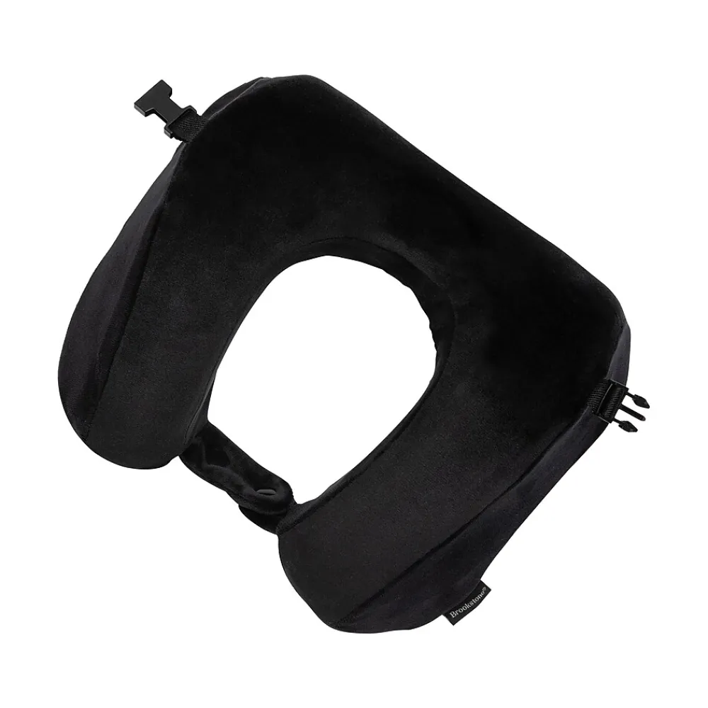 Memory Foam Fleece Travel Pillow, Black (BNPM0002)<Brookstone Hot