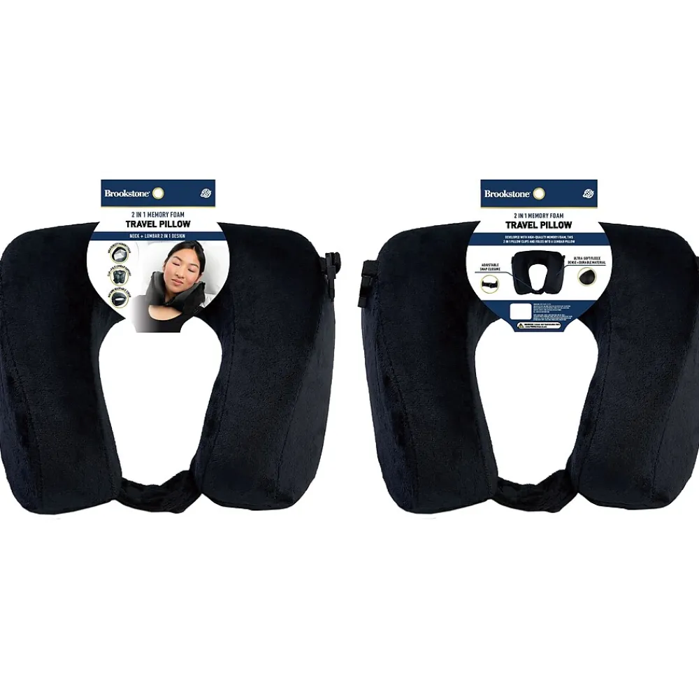 Memory Foam Fleece Travel Pillow, Black (BNPM0002)<Brookstone Hot