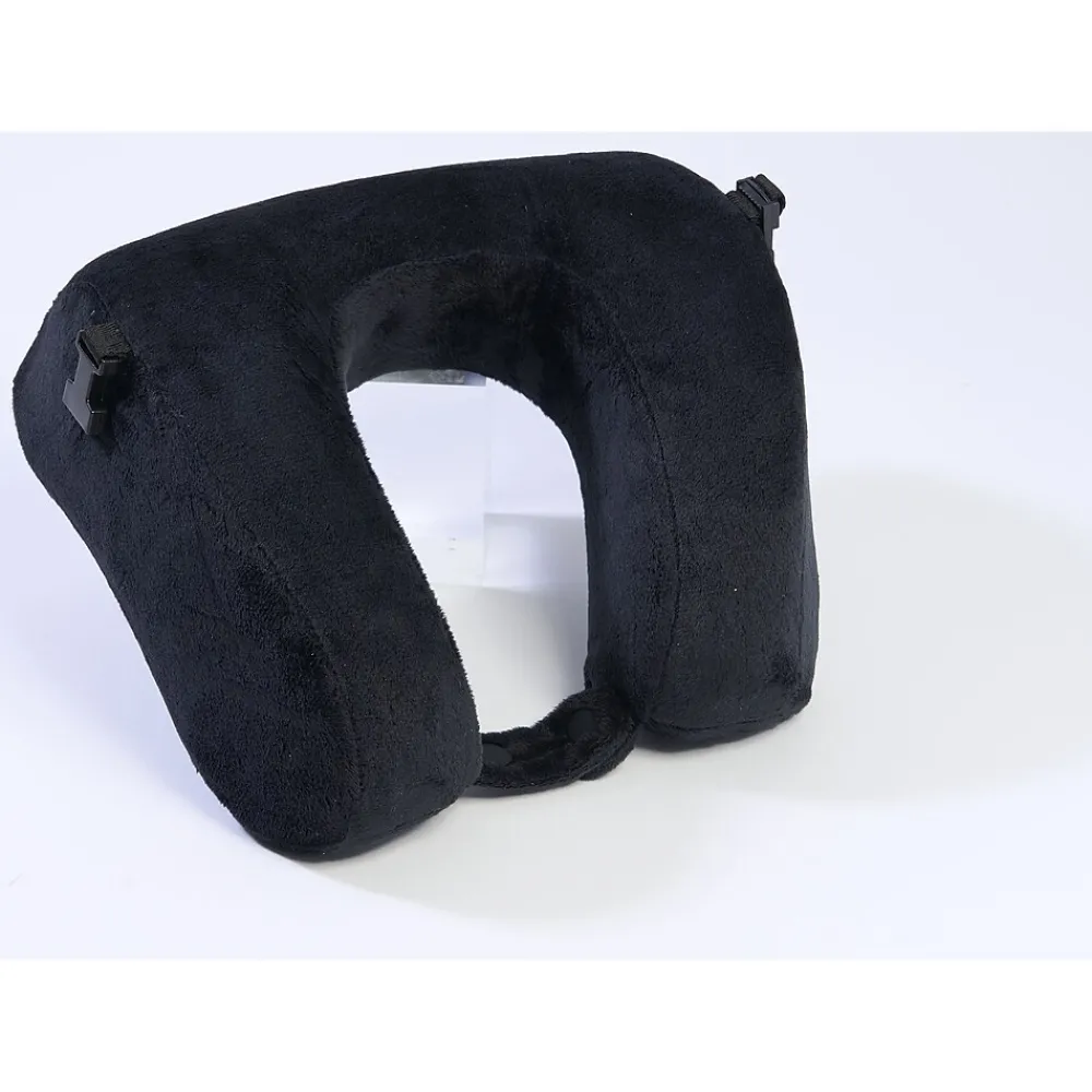 Memory Foam Fleece Travel Pillow, Black (BNPM0002)<Brookstone Hot
