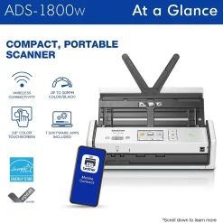 Brother ADS-1800W Wireless Compact Desktop Document Scanner