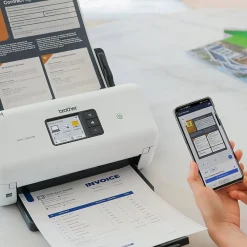 Brother ADS3300W Wireless Duplex Document Scanner, White/Black