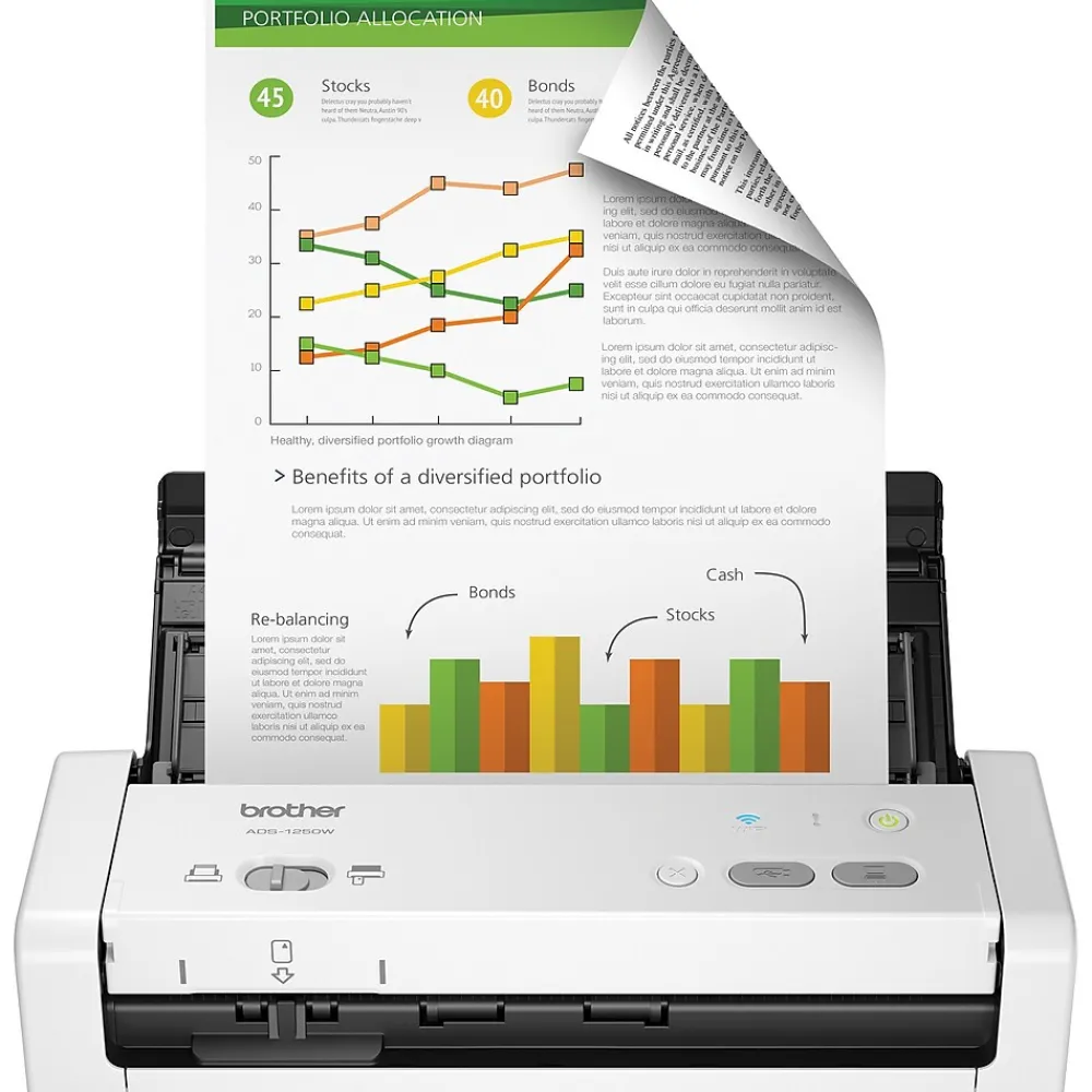 Brother Desktop Scanner for Documents, Wireless, White (ADS1250W)