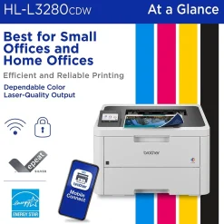 Brother HL-L3280CDW Wireless Color Laser Printer, Single-Function, Print (HLL3280CDW)