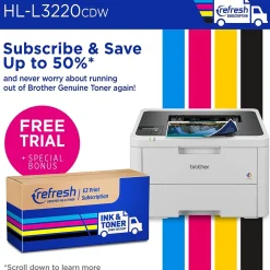 Brother HL-L3220CDW Wireless Color Laser Printer, Single-Function, Print