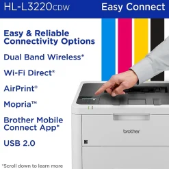 Brother HL-L3220CDW Wireless Color Laser Printer, Single-Function, Print