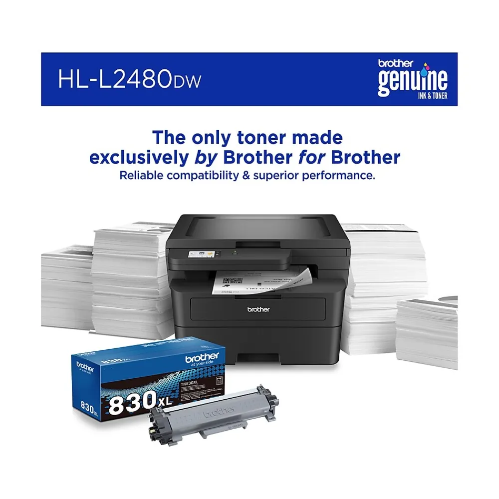 Brother HL-L2480DW Compact Wireless Black & White Laser Printer, Copy & Scan, Refresh Subscription Ready