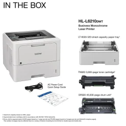 Brother HL‐L6210DWT Business Monochrome Laser Printer, Dual Paper Trays, Wireless Networking