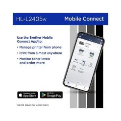 Brother HL-L2405W Compact Wireless Black & White Laser Printer, Single-Function, Print, Refresh Subscription Ready