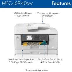 Brother MFC-J6940DW Wireless Color Inkjet Printer, All-In-One, Print, Scan, Copy, Fax