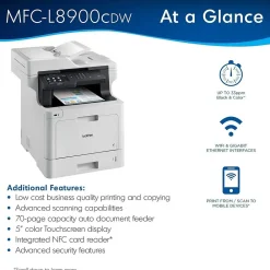 Brother MFC-L8900CDW Wireless Color Laser Printer, All-In-One, Print, Scan, Copy, Fax