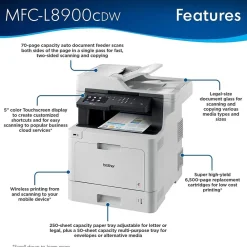 Brother MFC-L8900CDW Wireless Color Laser Printer, All-In-One, Print, Scan, Copy, Fax