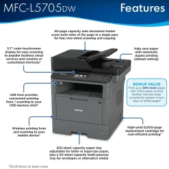 Brother MFC-L5705DW Wireless Black & White Laser Printer, All-In-One, Print, Scan, Copy, Fax (MFCL5705DW)