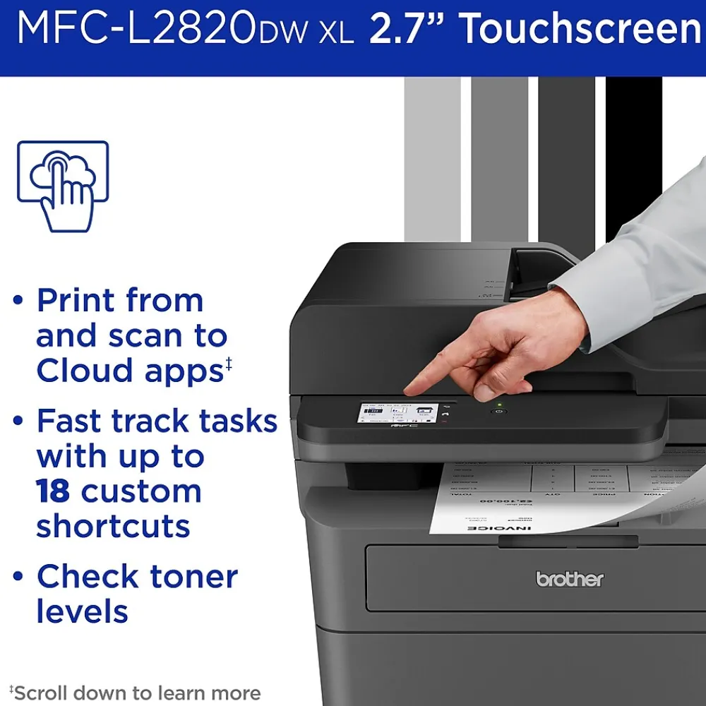 Brother MFC-L2820DW XL Wireless Compact Monochrome All-in-One Laser Printer