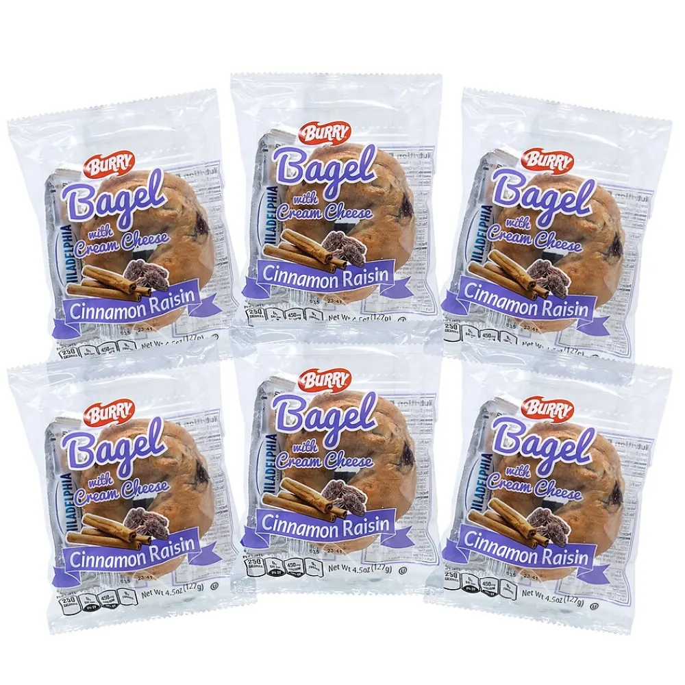 Burry Individually Wrapped Cinnamon Raisin Bagel w/ Cream Cheese, 4.6 Oz, 6/Box (307-00371)