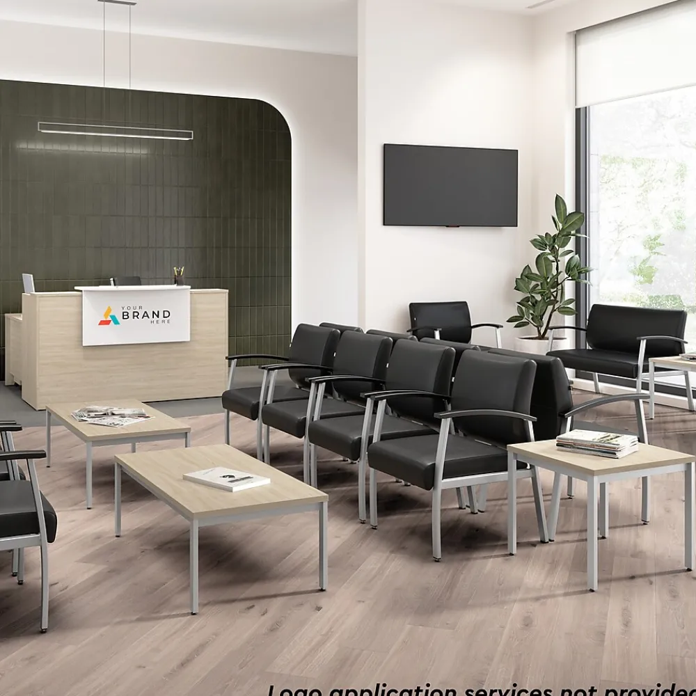 L-Desks*Bush Business Furniture Arrive 72"W L Shaped Reception Desk with Counter and Mobile File Cabinet, (ARV010NE) Natural Elm