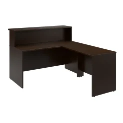 L-Desks*Bush Business Furniture Arrive 60"W L Shaped Reception Desk with Shelf, (ARV003MR) Mocha Cherry