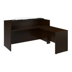 L-Desks*Bush Business Furniture Arrive 72"W L Shaped Reception Desk with Counter, (ARV009MR) Mocha Cherry