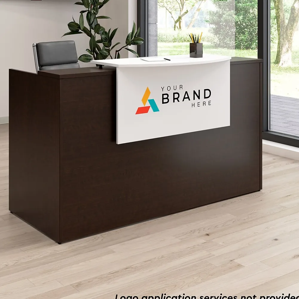 Office Desks*Bush Business Furniture Arrive 72"W Reception Desk with Counter and Mobile File Cabinet, (ARV008MR) Mocha Cherry