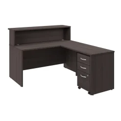 L-Desks*Bush Business Furniture Arrive 60"W L Shaped Reception Desk with Shelf and Mobile File Cabinet, (ARV004SG) Storm Gray