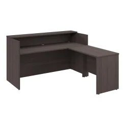 Office Desks*Bush Business Furniture Arrive 72"W L Shaped Reception Desk with Shelf, (ARV006SG) Storm Gray