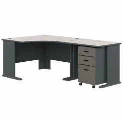 Computer Desks*Bush Business Furniture Cubix 48"W Corner Desk with Return and Mobile File Cabinet, (SRA005SLSU) Slate/White Spectrum