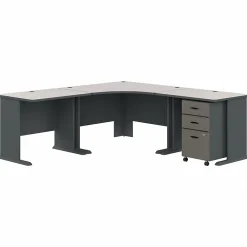 Corner Desks*Bush Business Furniture Cubix 84"W Corner Desk with Mobile File Cabinet, (SRA041SLSU) Slate/White Spectrum