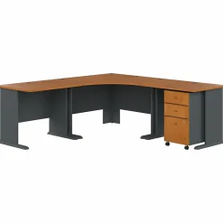 Corner Desks*Bush Business Furniture Cubix 84"W Corner Desk with Mobile File Cabinet, (SRA041NCSU) Natural Cherry/Slate