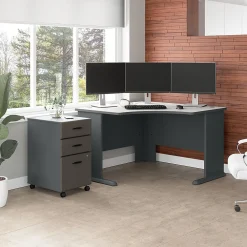 Corner Desks*Bush Business Furniture Cubix 48"W Corner Desk with Mobile File Cabinet, (SRA035SLSU) Slate/White Spectrum