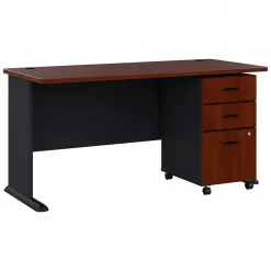 Computer Desks*Bush Business Furniture Cubix 60W Desk with Mobile File Cabinet, (SRA003HCSU) Hansen Cherry