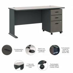 Computer Desks*Bush Business Furniture Cubix 60W Desk with Mobile File Cabinet, (SRA003SLSU) Slate/White Spectrum