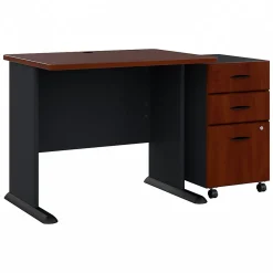 Computer Desks*Bush Business Furniture Cubix 36W Desk with Mobile File Cabinet, (SRA024HCSU) Hansen Cherry/Galaxy