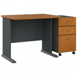Computer Desks*Bush Business Furniture Cubix 36W Desk with Mobile File Cabinet, (SRA024NCSU) Natural Cherry/Slate