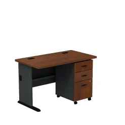Computer Desks*Bush Business Furniture Cubix Bundle 48"W Desk with 3 Dwr Mobile Pedestal (B/B/F), (SRA025HCSU) Hansen Cherry/Galaxy