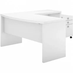 Computer Desks*Bush Business Furniture Echo 60"W L Shaped Bow Front Desk with Mobile File Cabinet, Pure White (ECH007PW)