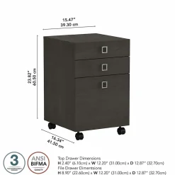 File Cabinets*Bush Business Furniture Echo 3 Drawer Mobile File Cabinet, Charcoal Maple (KI60301-03)