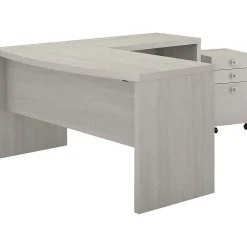 L-Desks*Bush Business Furniture Echo 60"W L Shaped Bow Front Desk with Mobile File Cabinet, Gray Sand (ECH007GS)