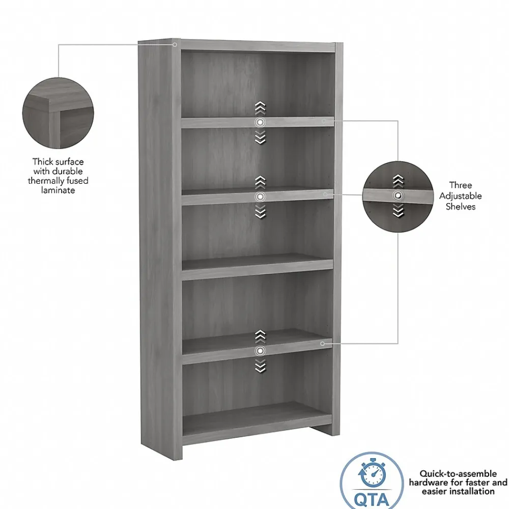 Bookcases*Bush Business Furniture Echo 5 Shelf Bookcase, Modern Gray (KI60404-03)