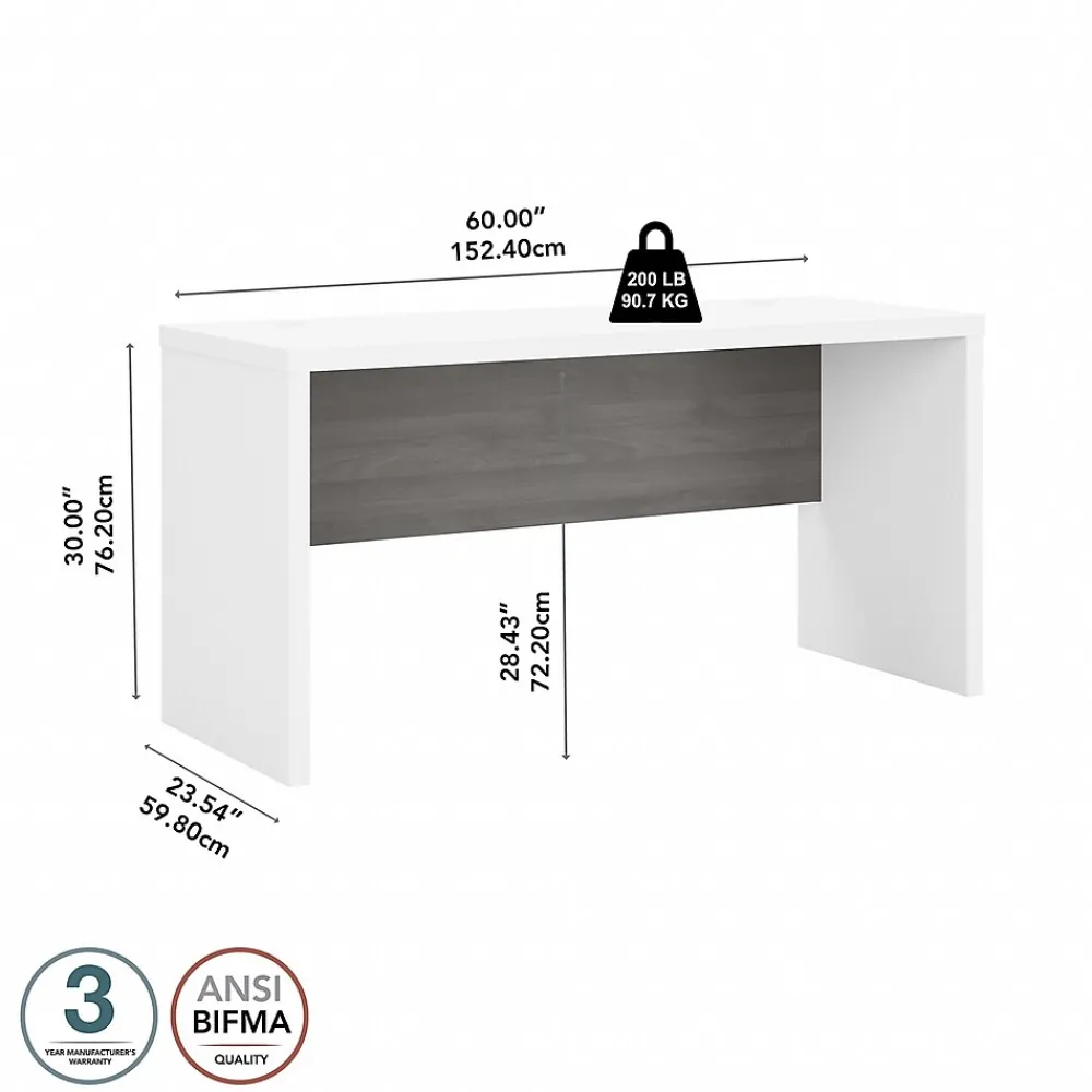 Office Desks*Bush Business Furniture Echo 60"W Credenza Desk, Pure White/Modern Gray (KI60506-03)