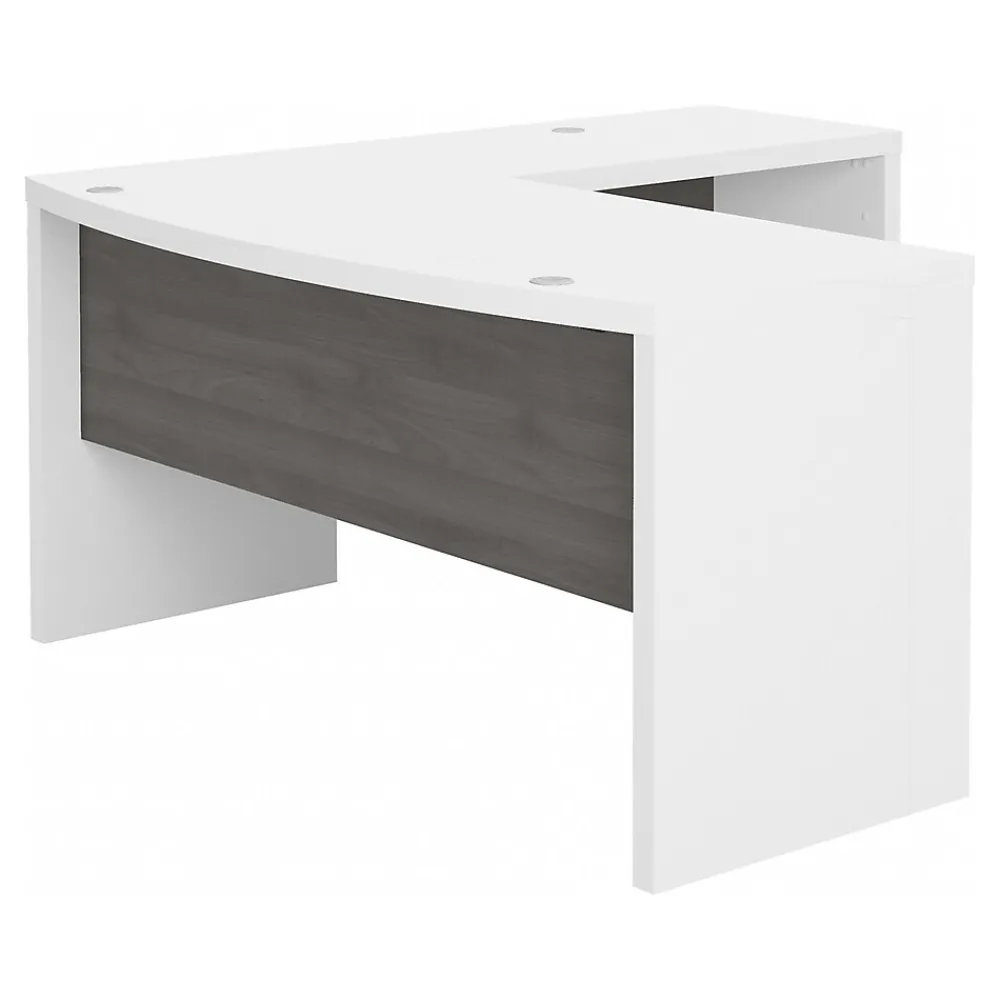L-Desks*Bush Business Furniture Echo 60"W L Shaped Bow Front Desk, Pure White/Modern Gray (ECH025WHMG)