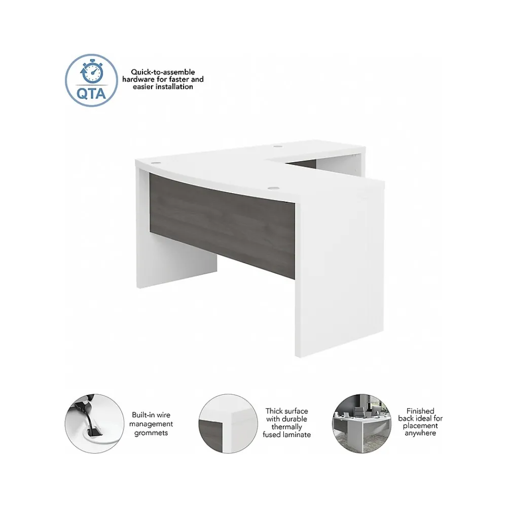 L-Desks*Bush Business Furniture Echo 60"W L Shaped Bow Front Desk, Pure White/Modern Gray (ECH025WHMG)