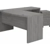 L-Desks*Bush Business Furniture Echo 60"W L Shaped Bow Front Desk with Mobile File Cabinet, Modern Gray (ECH007MG)