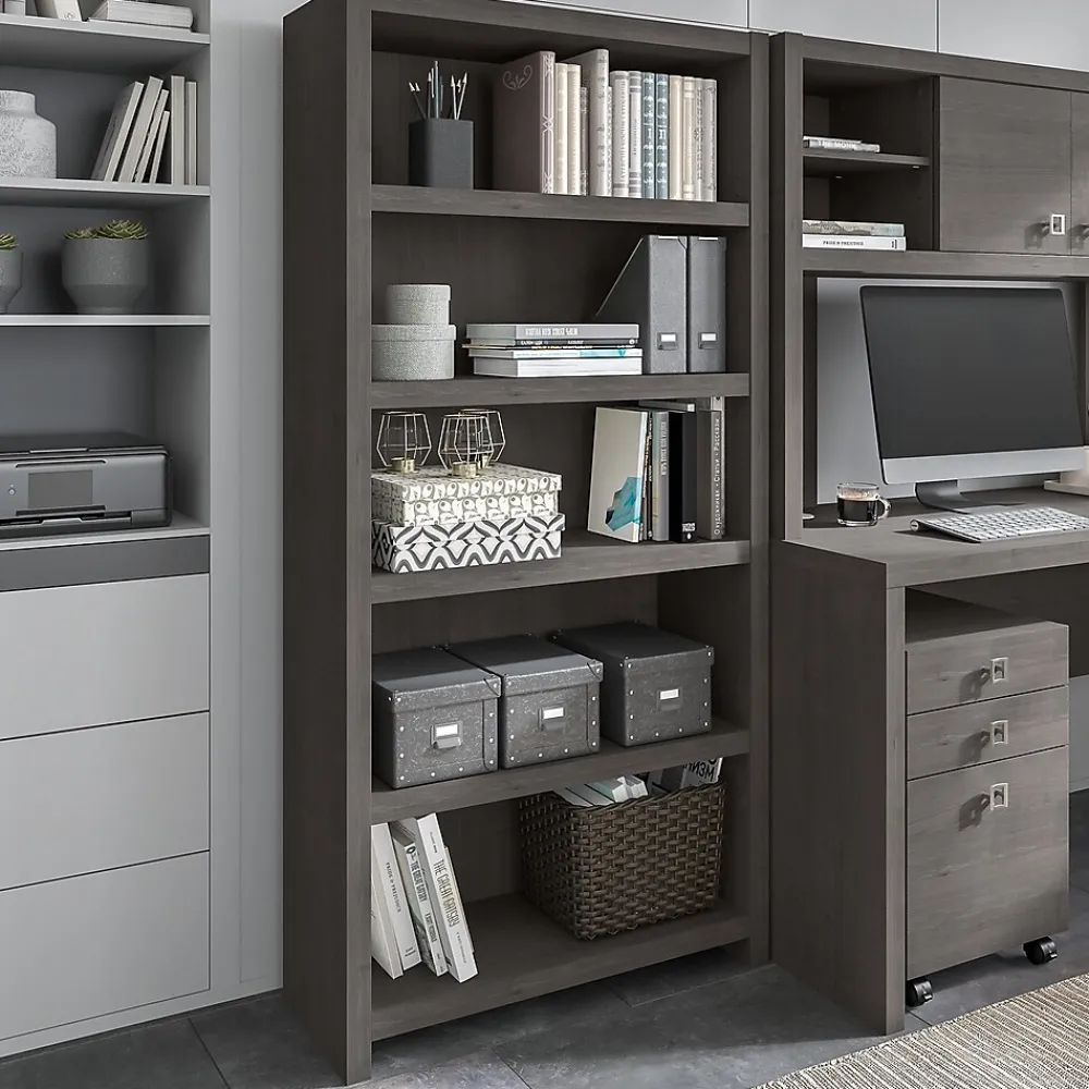 Bookcases*Bush Business Furniture Echo 5 Shelf Bookcase, Charcoal Maple (KI60304-03)