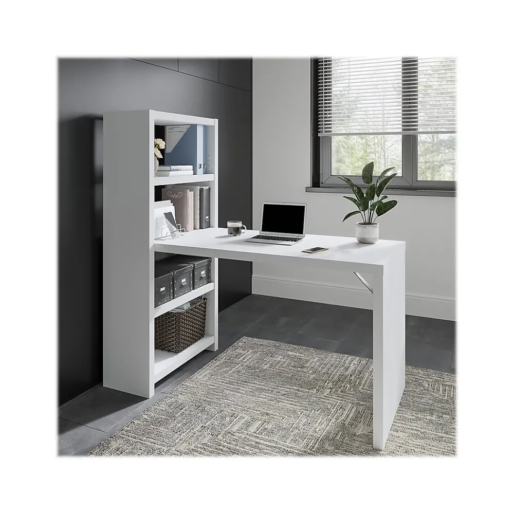 Office Desks*Bush Business Furniture Echo 56W Bookcase Desk, Pure White/Modern Gray (KI60507-03)