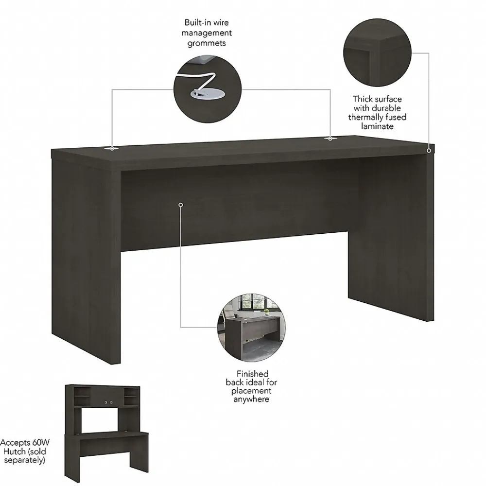 Office Desks*Bush Business Furniture Echo 60"W Credenza Desk, Charcoal Maple (KI60306-03)