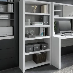 Bookcases*Bush Business Furniture Echo 5 Shelf Bookcase, Pure White/Modern Gray (KI60504-03)
