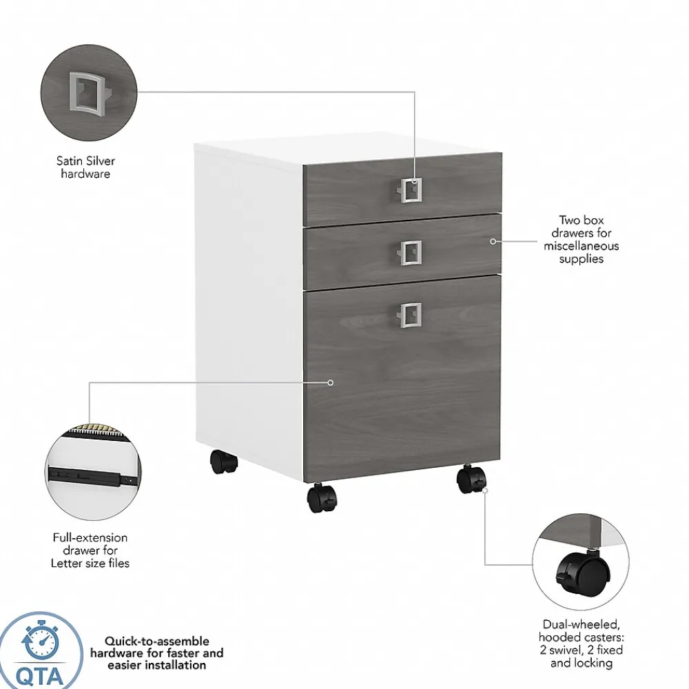 File Cabinets*Bush Business Furniture Echo 3 Drawer Mobile File Cabinet, Pure White/Modern Gray (KI60501-03)
